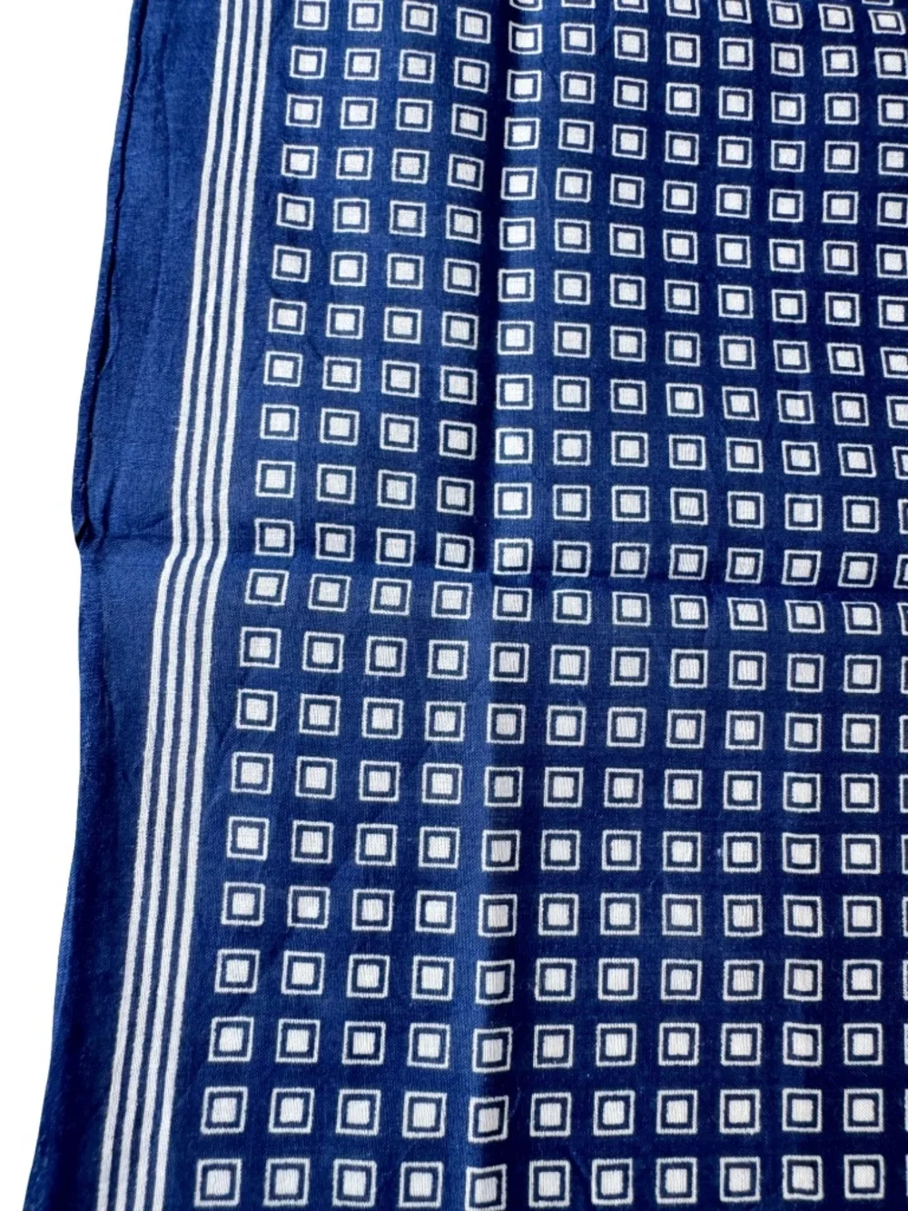 Vintage Yves Saint Laurent Handkerchief Navy Geometric Pocket Square Scarf 17.5